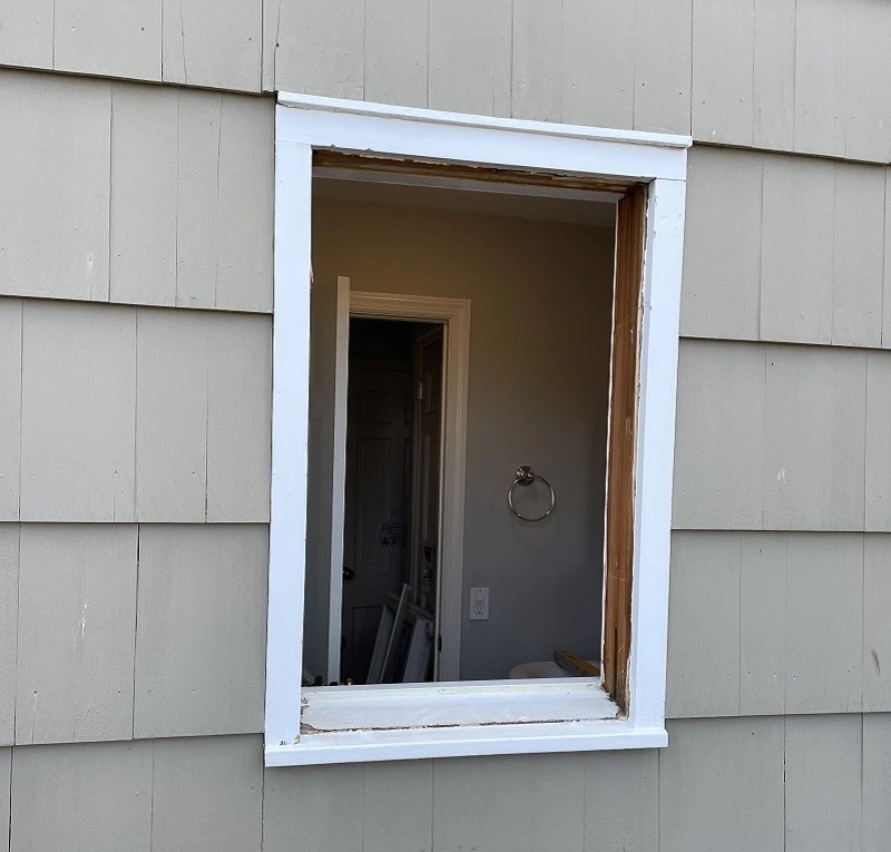 On old double hung window removed from the frame